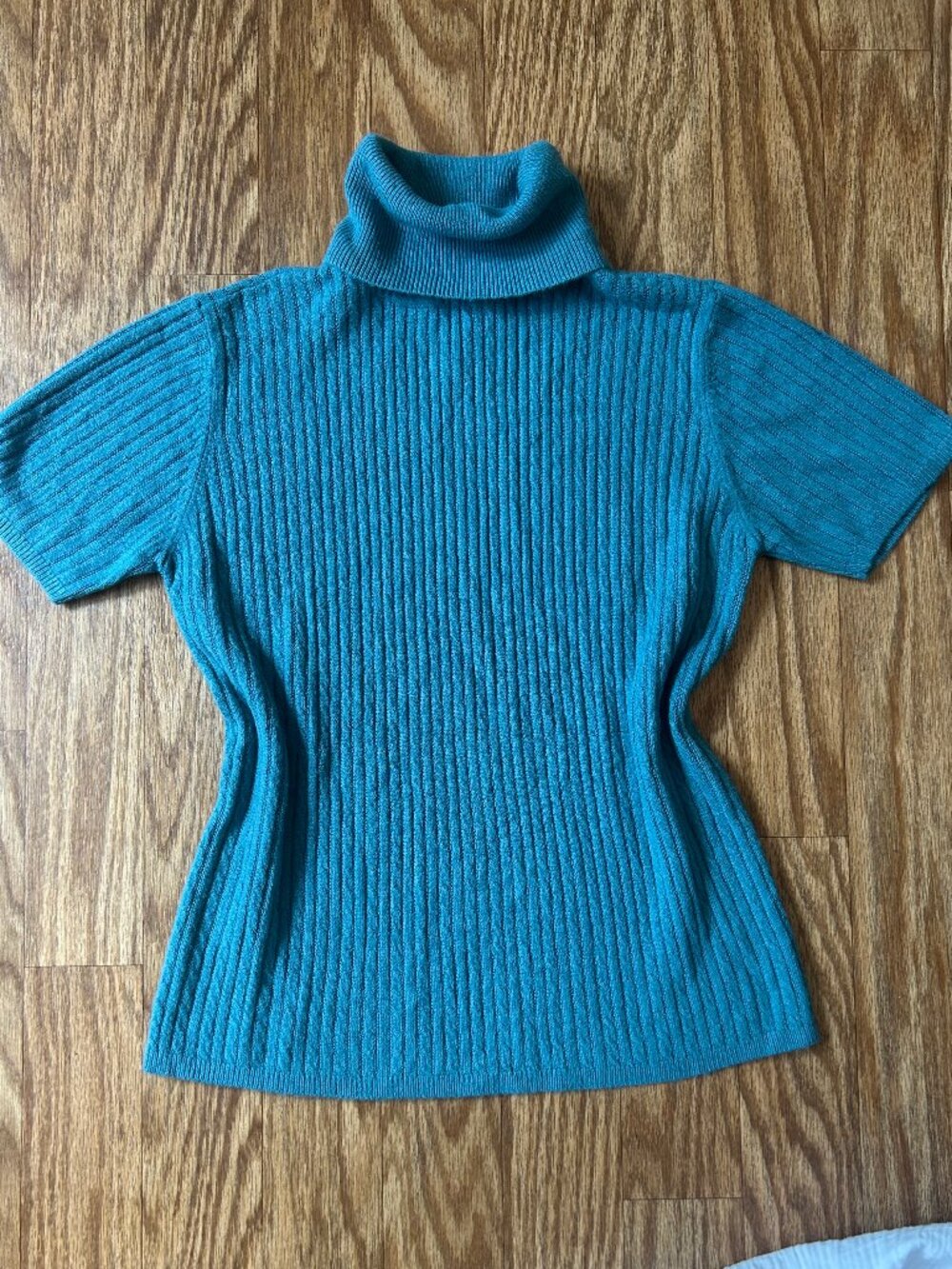 Herman Geist Light Teal Short Sleeve Turtleneck Sweater - Size M